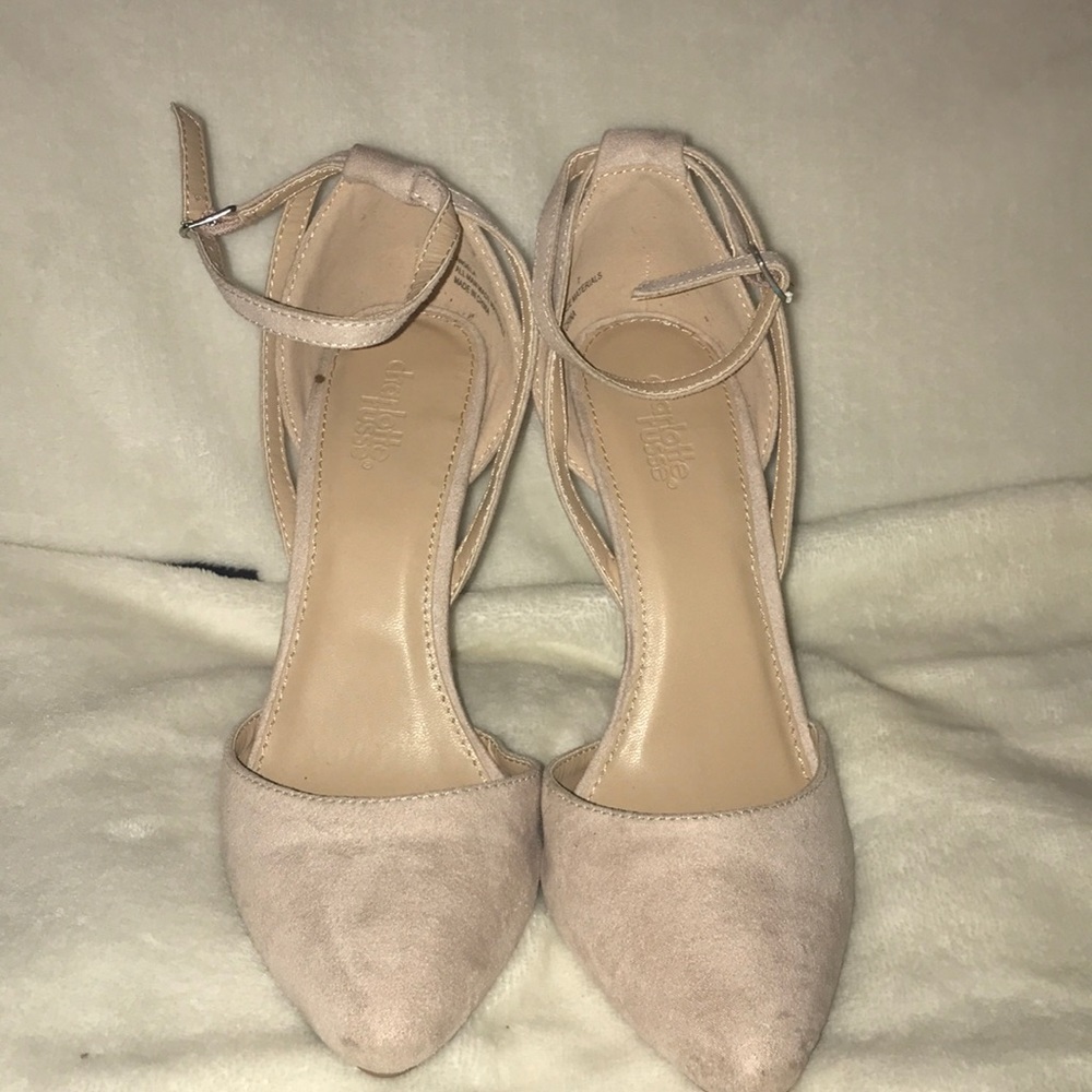 Nude suede heels